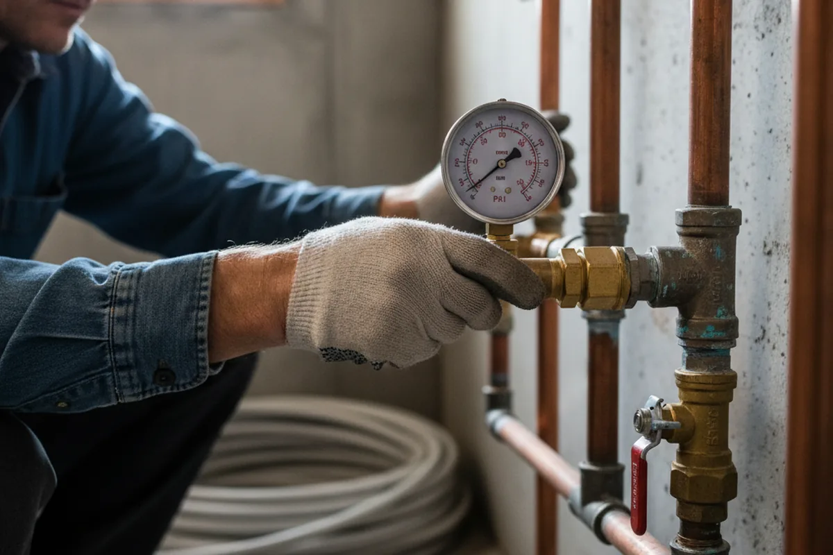 Pressure testing a repaired line during Water Line Repair in Bulan